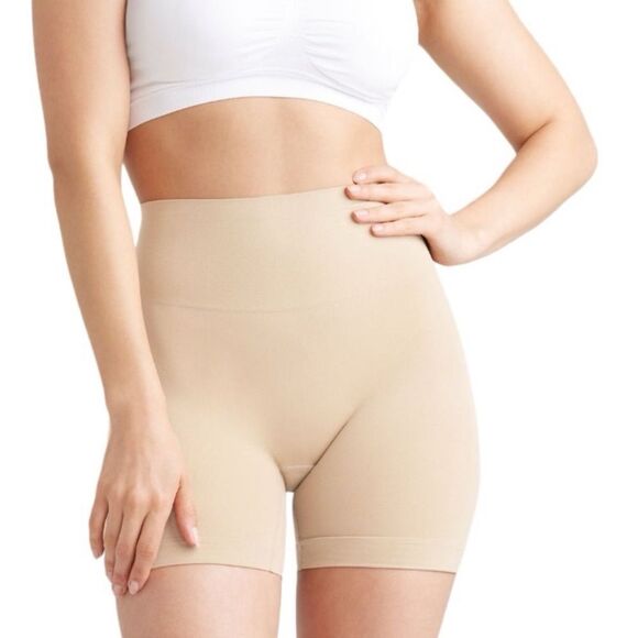 YUMMIE womens size L tan ultralight  shaping seamless shapewear shorts NWT - Picture 1 of 10